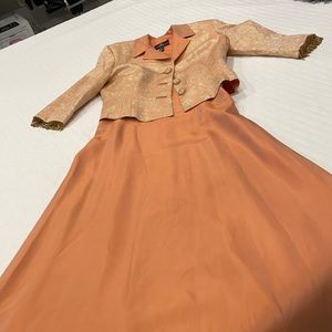 Maxi dress with jacket, orange/gold color